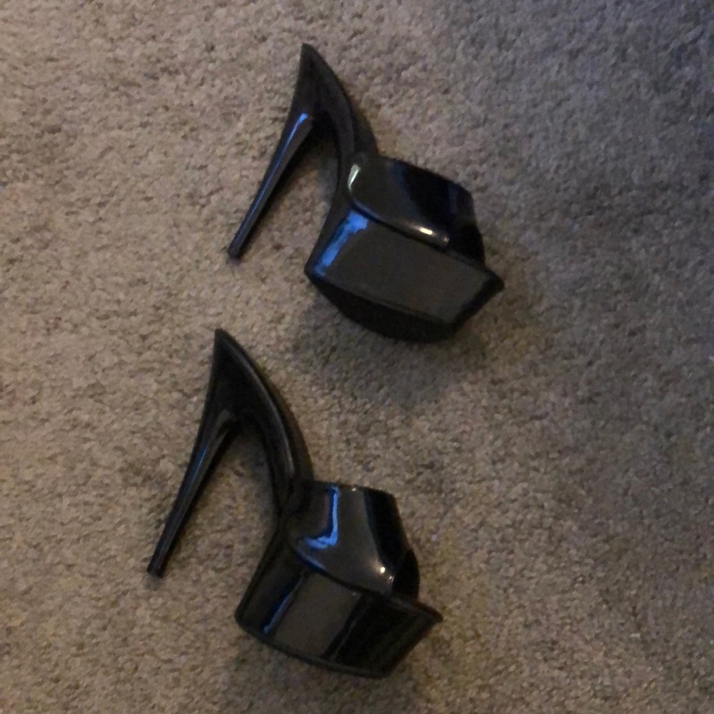 Black platform stripper heels